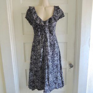 Nomadic Traders Black & White Ruffle Neck Dress M